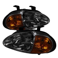 1993 - 1997 Honda Del Sol 1PC Amber Crystal Headlights - Smoke