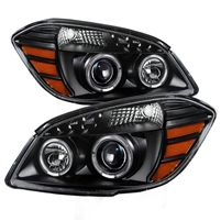 2005 - 2010 Chevy Cobalt Projector LED Halo Headlights - Black