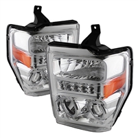 2008 - 2010 Ford Super Duty Projector LED Halo Headlights - Chrome