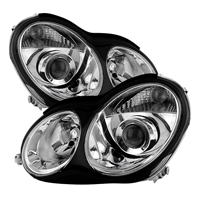 2001 - 2007 Mercedes C-Class 4Dr Projector Headlights - Chrome