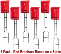 Outdoor Brochure Box on a Stake in Red - 6 Pack