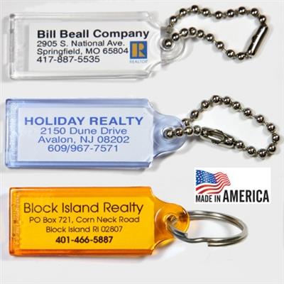 Small Transparent Plastic Key Tags - 50 Per Bag