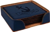 Custom Engraved Blue Square Coaster Set