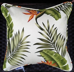 Cream Birds of Paradise Throw Pillow