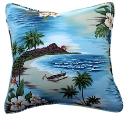 Sky Blue Birds of Paradise Throw Pillow