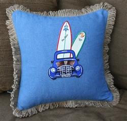 Woody Car Denim Pillow