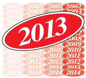 White and Red Oval Year Sign