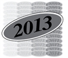 Black and Silver Oval Year Sign