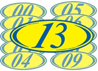 Blue And Yellow Two Digit Oval Sign