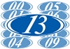 White and Blue Two Digit Oval Year Sign