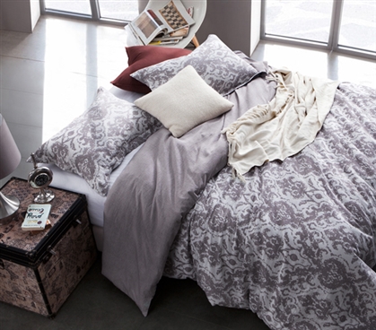 Pastel Mauve Intricate College Dorm Duvet Cover Tavian Twin XL Bedding