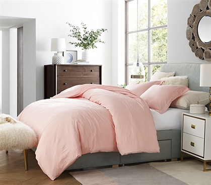 Pretty Rose Quartz Pink College Comforter High Quality Natural LoftÂ® Extra Thick and Soft Microfiber Twin XL Bedding