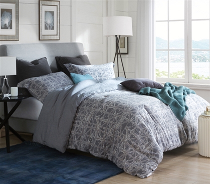 Ice-Crystal Design Gray Twin XL Comforter Unique Dorm Room Bedding
