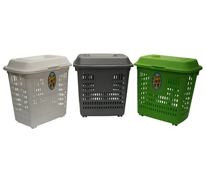 A Dorm Necessity - Lidded Plastic Frame Hamper With Wheels