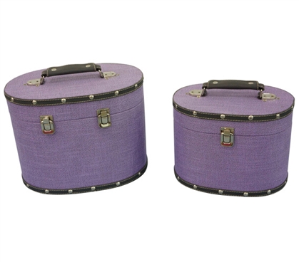 Dark Lavender Texture Mini-Trunks (Set of 2) - Rounded Style Dorm Trunks Dorm Essentials Dorm Room Decor