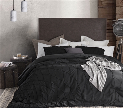 Comfortable Dorm Room Bedding Stylish Twist Texture Black Twin Extra Long Comforter