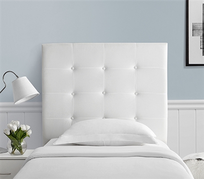 Stylish White Villa Classic College Headboard Tufted Plush Twin XL Dorm Bedding Decor