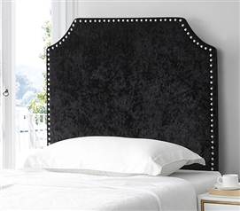 Unique College Decor Ideas Stylish Black Dorm Headboard Made with Plush Velvet Crush