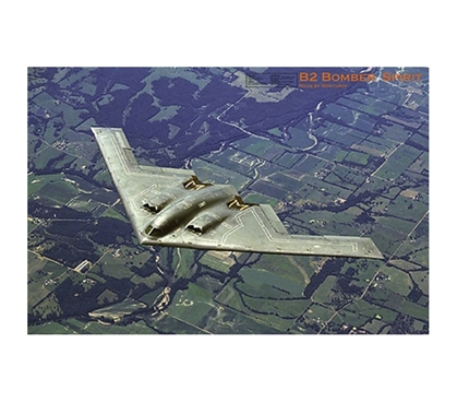 B2 Bomber Spirit Poster- Airforce inspired poster bomper plane flying over states