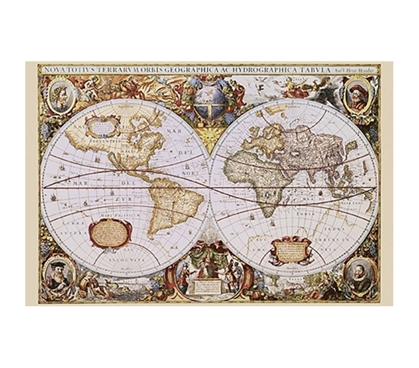 Antique Orbis World Geographica Poster