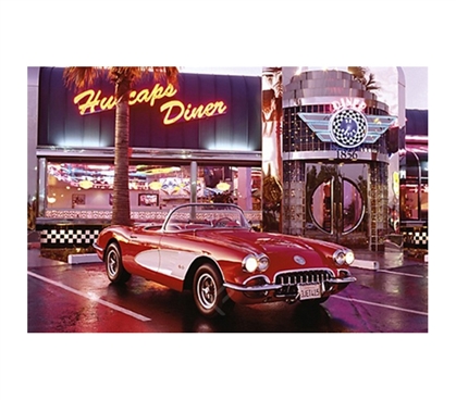 Corvette 1958 at Diner Poster dorm room decorative poster for walls