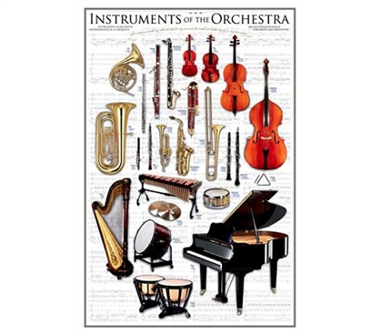 Orchestra Band Instruments - Music Poster for College Walls