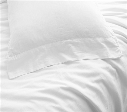 2-Pack of High Quality Portugal Made White Pillowcases Saudade Dorm Bedding Made with 300TC Super Soft Cotton Sateen