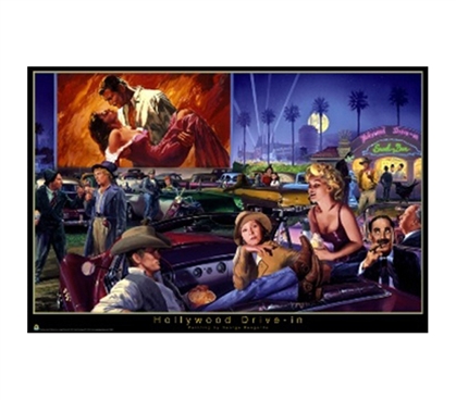 Vintage Artwork - Hollywood Drive In Poster (George Bungarda artwork)