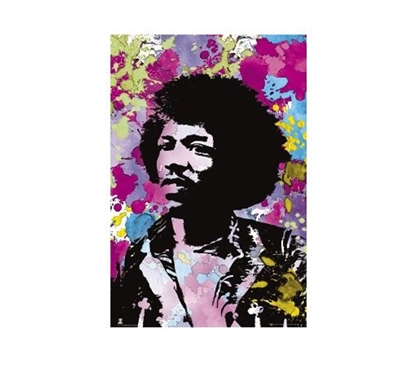 Great Dorm Wall Decor - Jimi Hendrix Color Splatter Poster - Cool Colors