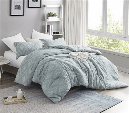 Designer College Comforter Set Geometric Argyle Moda Extra Long Twin Bedding Made with Soft Cotton