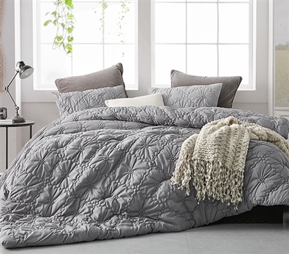 Machine Washable Twin Extra Long Comforter Set Alloy Gray Farmhouse Morning Dorm Bedding Made with Super Soft Microfiber