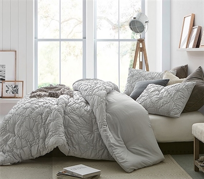 Beautiful Farmhouse Morning Oversized College Comforter Easy to Match Glacier Gray Dorm Bedding