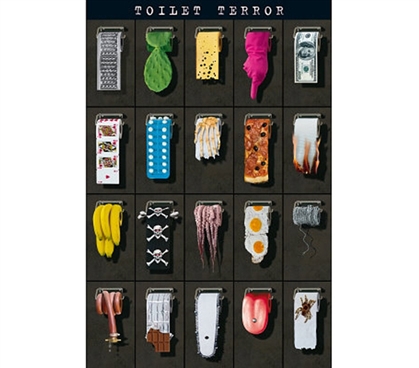 Hilarious Toilet Terror Humor Poster - College Student Funny Posters