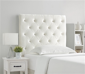 Unique Dorm Room Decor Ideas Fashionable Tufted White Velvet Plush College Headboard
