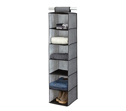 College Closet Essential - 6-Shelf Sweater Organizer - Gray With Black Trim - Great Organizer for College