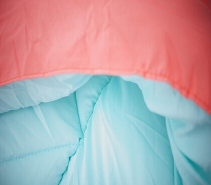 Fusion Coral/Bleached Aqua Reversible College Comforter - Twin XL Girls Dorm Bedding