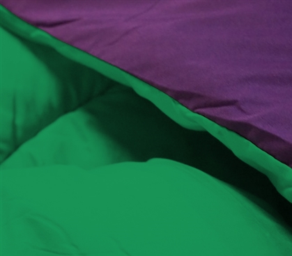Kelly Green/Downtown Purple Reversible Twin XL College Comforter College Dorm Bedding