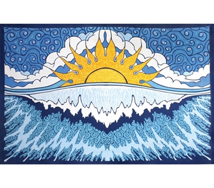 Cover Those Blank Walls - Sun Wave Indian Tapestry - Cool Dorm Decor