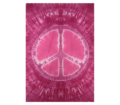 Pink Peace Sign Tie Dye Tapestry Dorm bed accessory