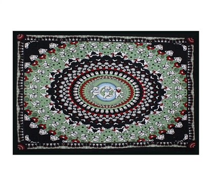 Enhance Bland Walls - Bear Tapestry Black Green - Make Dorm Room Cool