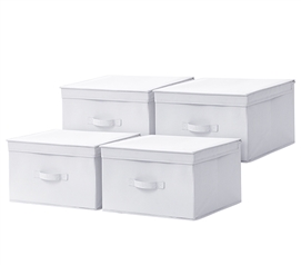 4 Pack White Storage Bins with Lids Dorm Organization Tips College Room Essentials