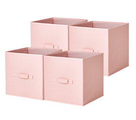 Pink Storage Boxes - Fold Up Cubby Cube Inserts - Dorm Room Organization Essentials for College