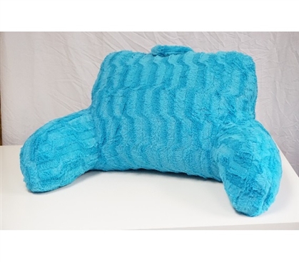 Soft Dorm Seating Wavy Plush Bedrest - Aqua Blue College Supplies