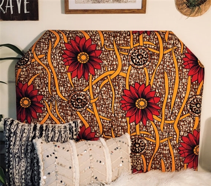 Unique Twin XL Dorm Bedding Headboard Colorful College Decor Vibrant African Wild Flower Pattern