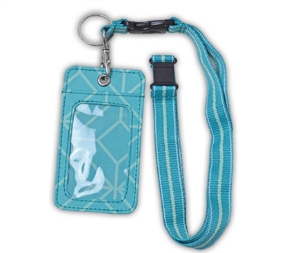 Turquoise Geo Gem Student ID Holder - Lanyard Style College Supplies Dorm Essentials