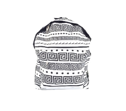 Greek Key Black and White College Backpack Dorm Essentials Cheap Dorm Supplies