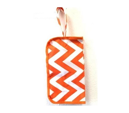 Stylish Travel Bag - Chevron Orange Travel Bag -  Wrist Strap