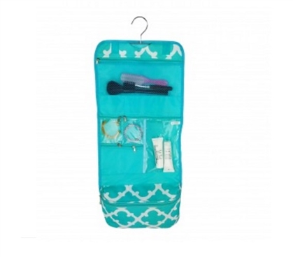 Quatrefoil Aqua - Cosmetic Bag Must Have Dorm Items Dorm Storage Solutions