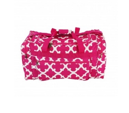 Quatrefoil Fashion Duffel Bag - Pink Dorm Essentials