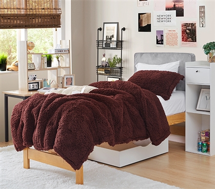 Maroon College Bedspread Essentials Designer Twin Extra Long Comforter Set with Standard Size Pillow Sham